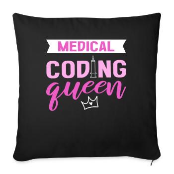 Codage médical Queen Codeur clinique Codeur médical - Housse de coussin décorative 45 x 45 cm - noir - Devant