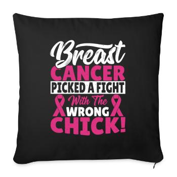 Le cancer du sein a choisi un combat avec le mauvais poussin! - Housse de coussin décorative 45 x 45 cm - noir - Devant
