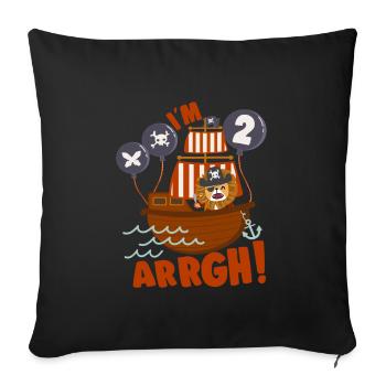 Arrr I'm 2 Pirate Theme 2nd Birthday Party Gift - Sofa pillowcase 17,3'' x 17,3'' (45 x 45 cm) - black - Front