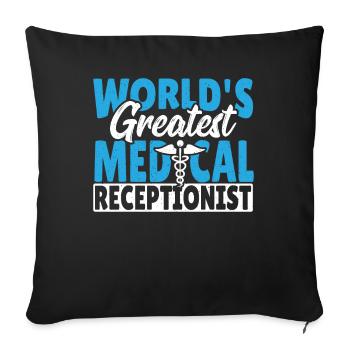 Réception médicale de la réceptionniste en médecine - Housse de coussin décorative 45 x 45 cm - noir - Devant