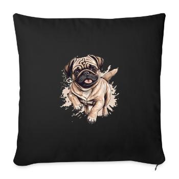 Cute Pug Little Dog - Sofa pillowcase 17,3'' x 17,3'' (45 x 45 cm) - black - Front