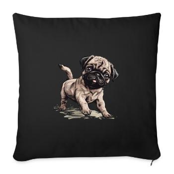 Cute Pug Little Dog - Sofa pillowcase 17,3'' x 17,3'' (45 x 45 cm) - black - Front