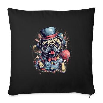 Cute Pug Little Dog - Sofa pillowcase 17,3'' x 17,3'' (45 x 45 cm) - black - Front