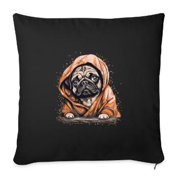 Cute Pug Little Dog - Sofa pillowcase 17,3'' x 17,3'' (45 x 45 cm) - black - Front