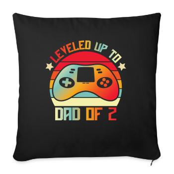 Le joueur de jeu Papa père a atteint le niveau de papa de 2 - Housse de coussin décorative 45 x 45 cm - noir - Devant