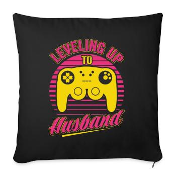 Gaming Gamer Husband Marriage Leveling Up To Husband - Sofa pillowcase 17,3'' x 17,3'' (45 x 45 cm) - black - Front