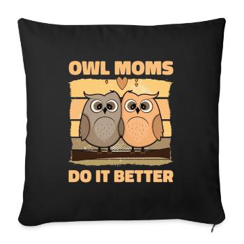 Les mamans hiboux le font mieux - Housse de coussin décorative 45 x 45 cm - noir - Devant