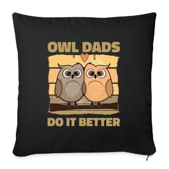 Les papas hiboux le font mieux - Housse de coussin décorative 45 x 45 cm - noir - Devant