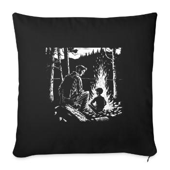 Fête des pères randonnée, camping et pêche - Housse de coussin décorative 45 x 45 cm - noir - Devant