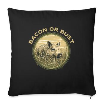 Chasse au bacon ou au buste - Housse de coussin décorative 45 x 45 cm - noir - Devant