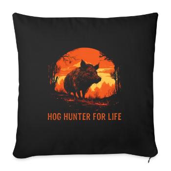 Chasseur de porcs pour la chasse au sanglier - Housse de coussin décorative 45 x 45 cm - noir - Devant