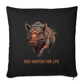 Chasseur de porcs pour la chasse au sanglier - Housse de coussin décorative 45 x 45 cm - noir - Devant