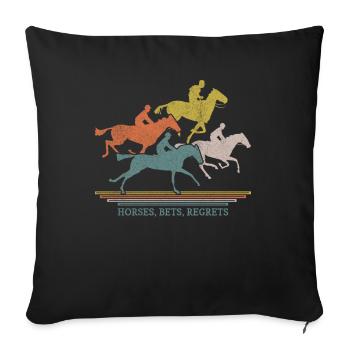Horses Bets Regrets Horse Racing Jockey Racecourse - Sofa pillowcase 17,3'' x 17,3'' (45 x 45 cm) - black - Front