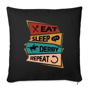 Manger Dormir Chevaux de course Répéter Cavalier Cheval - Housse de coussin décorative 45 x 45 cm - noir - Devant