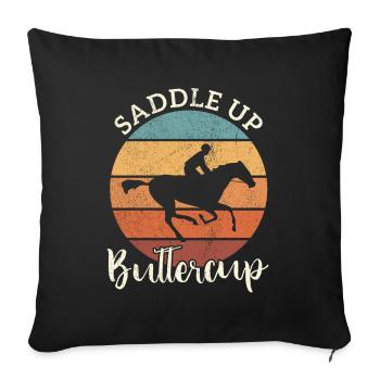 Manger Dormir Chevaux de course Répéter Cavalier Cheval - Housse de coussin décorative 45 x 45 cm - noir - Devant