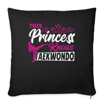 Cette princesse connaît les arts martiaux du Taekwondo - Housse de coussin décorative 45 x 45 cm - noir - Devant