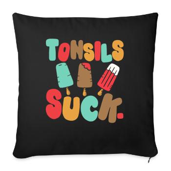 Tonsillen saugen. Tonsillenentfernung Tonsillitis - Sofakissenbezug 45 x 45 cm - Schwarz - Vorne