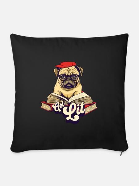 Get Lit Pug - Sofakissenbezug 45 x 45 cm - Schwarz