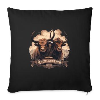 Éleveur de bovins Highland haut de gamme - Housse de coussin décorative 45 x 45 cm - noir - Devant