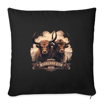 Éleveur de vaches Highland haut de gamme - Housse de coussin décorative 45 x 45 cm - noir - Devant