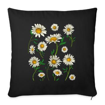 Flowers Blossom Garden Daisy Gift Botany - Sofa pillowcase 17,3'' x 17,3'' (45 x 45 cm) - black - Front