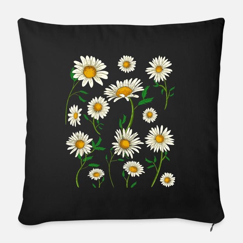 Daisy Hobby Jardinier Cadeau Fleurs Botanique - Housse de coussin décorative 45 x 45 cm - noir