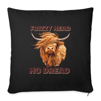 Frizzy Head No Dread Highland Cow - Sofa pillowcase 17,3'' x 17,3'' (45 x 45 cm) - black - Front