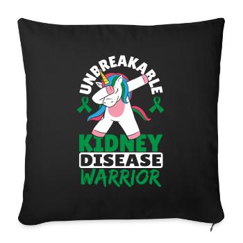 Ruban vert de guerrier de la maladie rénale incassable - Housse de coussin décorative 45 x 45 cm - noir - Devant