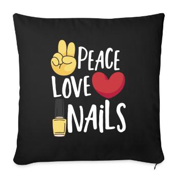 Peace Love Nails Nail Tech Nail Technicien - Housse de coussin décorative 45 x 45 cm - noir - Devant