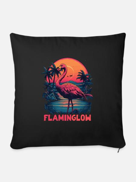 Flaminglow Flamingo Design - Sofakissenbezug 45 x 45 cm - Schwarz