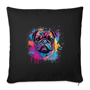 Pug paint splash design - Sofa pillowcase 17,3'' x 17,3'' (45 x 45 cm) - black - Front