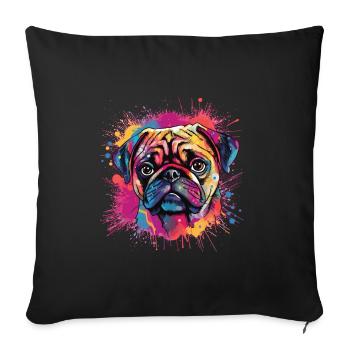 Pug paint splash design - Sofa pillowcase 17,3'' x 17,3'' (45 x 45 cm) - black - Front