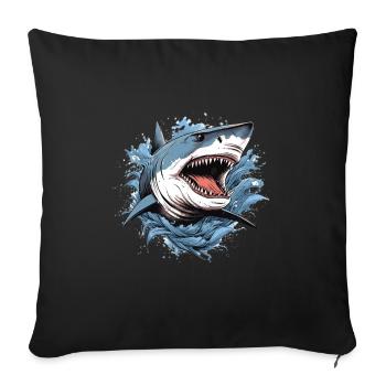 Attaque de requin - Housse de coussin décorative 45 x 45 cm - noir - Devant