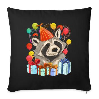 Geburtstagsgeschenk Wald Tier Trash Panda Waschbär - Sofakissenbezug 45 x 45 cm - Schwarz - Vorne