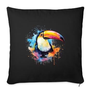 Toucan Watercolor Portrait - Sofa pillowcase 17,3'' x 17,3'' (45 x 45 cm) - black - Front