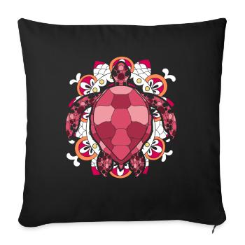 Polynesia Mandala Sea Animal Gift Turtle - Sofa pillowcase 17,3'' x 17,3'' (45 x 45 cm) - black - Front