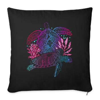 Polynésie Cadeau d’Animal de Mer Tortue Animale - Housse de coussin décorative 45 x 45 cm - noir - Devant