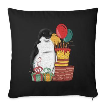 Antarctic Animal Birthday Party Gift Penguin - Sofa pillowcase 17,3'' x 17,3'' (45 x 45 cm) - black - Front