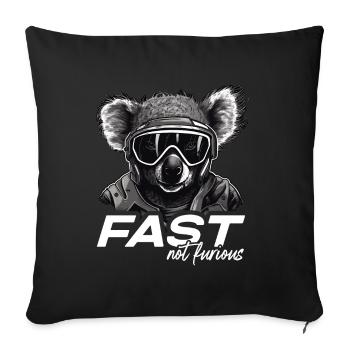 Fast Not Furious Koala Bär - Sofakissenbezug 45 x 45 cm - Schwarz - Vorne