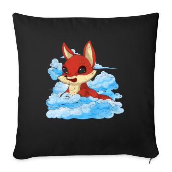Forest Animal Nature Forest Dweller Gift Clouds Fox - Sofa pillowcase 17,3'' x 17,3'' (45 x 45 cm) - black - Front