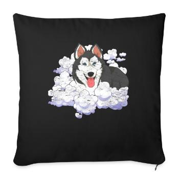 Pet Siberian Dog Gift Clouds Husky - Sofa pillowcase 17,3'' x 17,3'' (45 x 45 cm) - black - Front