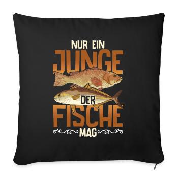 Fischzucht Angler Jungen Fischer Geschenk Fisch - Sofakissenbezug 45 x 45 cm - Schwarz - Vorne