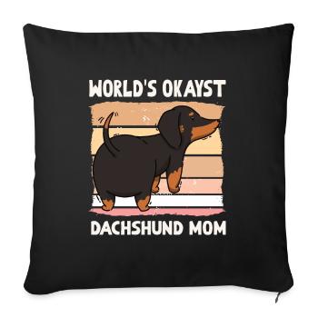 Mondes Okayst teckel Maman - Housse de coussin décorative 45 x 45 cm - noir - Devant