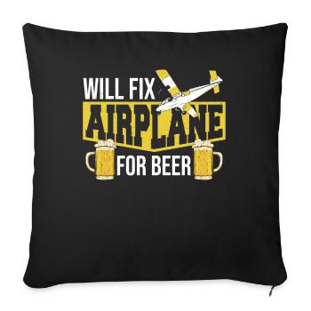 Wird Flugzeug für Bier reparieren - Sofakissenbezug 45 x 45 cm - Schwarz - Vorne