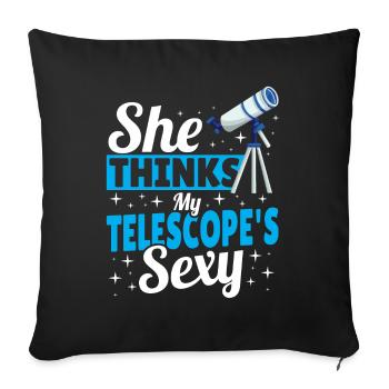 Elle pense que mon télescope est sexy - Housse de coussin décorative 45 x 45 cm - noir - Devant