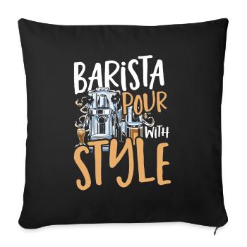 Barista donne un barista avec style - Housse de coussin décorative 45 x 45 cm - noir - Devant
