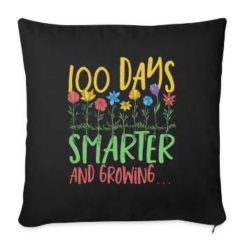 100 Days Smarter And Growing 100 Days of School - Sofa pillowcase 17,3'' x 17,3'' (45 x 45 cm) - black - Front