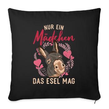 Nur ein Mädchen das Esel mag Bauernhof Tier Esel - Sofakissenbezug 45 x 45 cm - Schwarz - Vorne