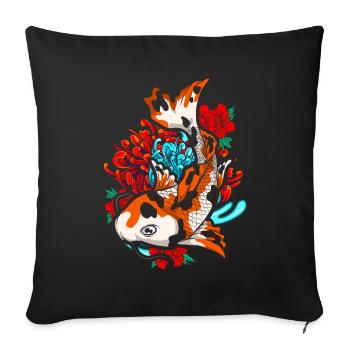 Nishikigoi Geschenk Farbenfrohes Koi Karpfen - Sofakissenbezug 45 x 45 cm - Schwarz - Vorne