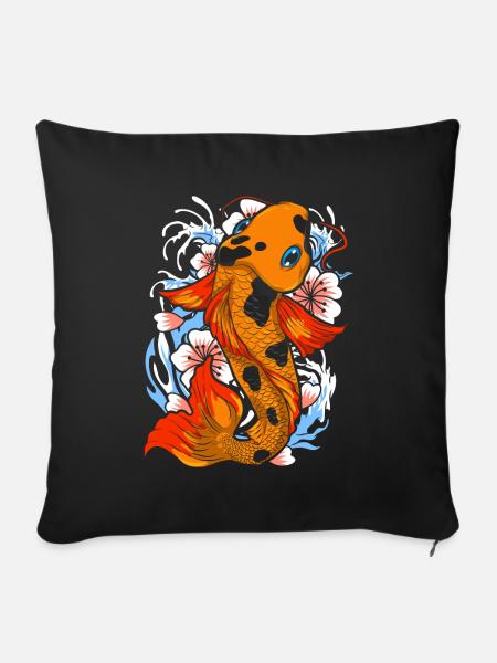 Koi Karpfen - Sofakissenbezug 45 x 45 cm - Schwarz